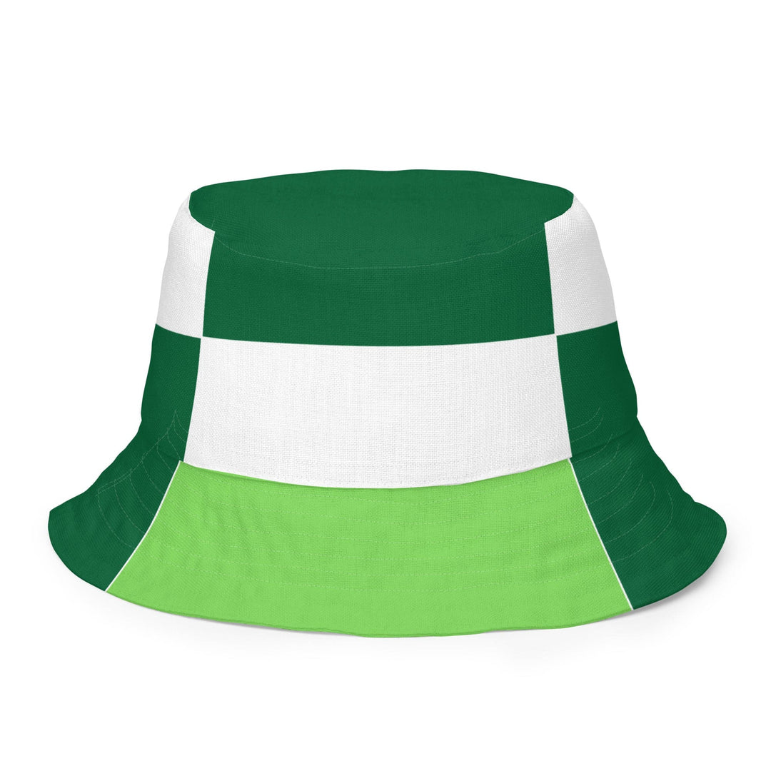 Reversible Bucket Hat Green White Colorblock Grid Lines - Unisex | Bucket Hats