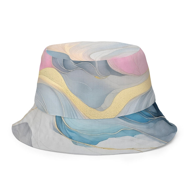 Reversible Bucket Hat Marble Cloud of Grey Pink Blue 72067 - Unisex | Bucket