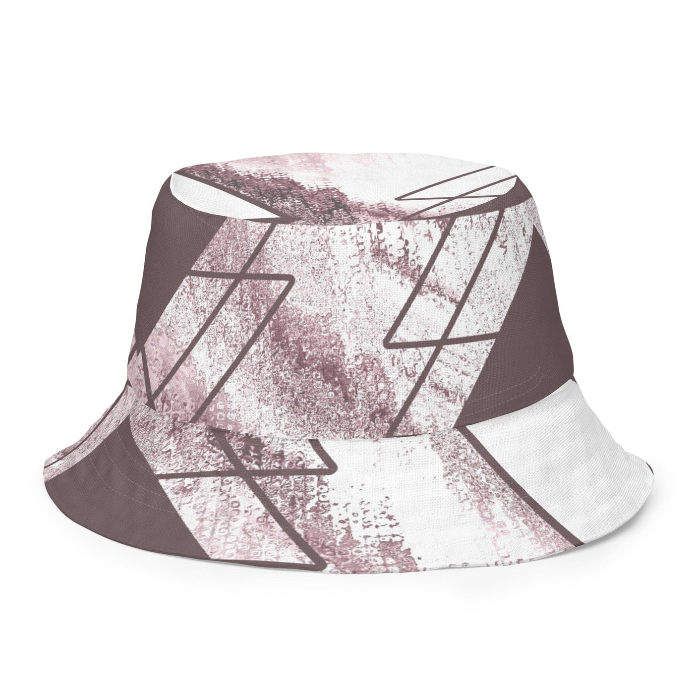 Reversible Bucket Hat Mauve Rose And White Triangular Colorblock - Unisex
