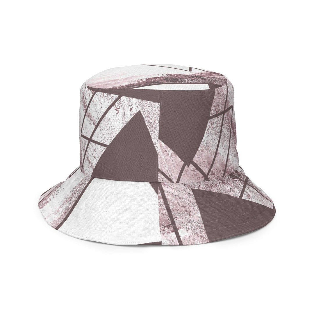 Reversible Bucket Hat Mauve Rose and White Triangular Colorblock - Unisex