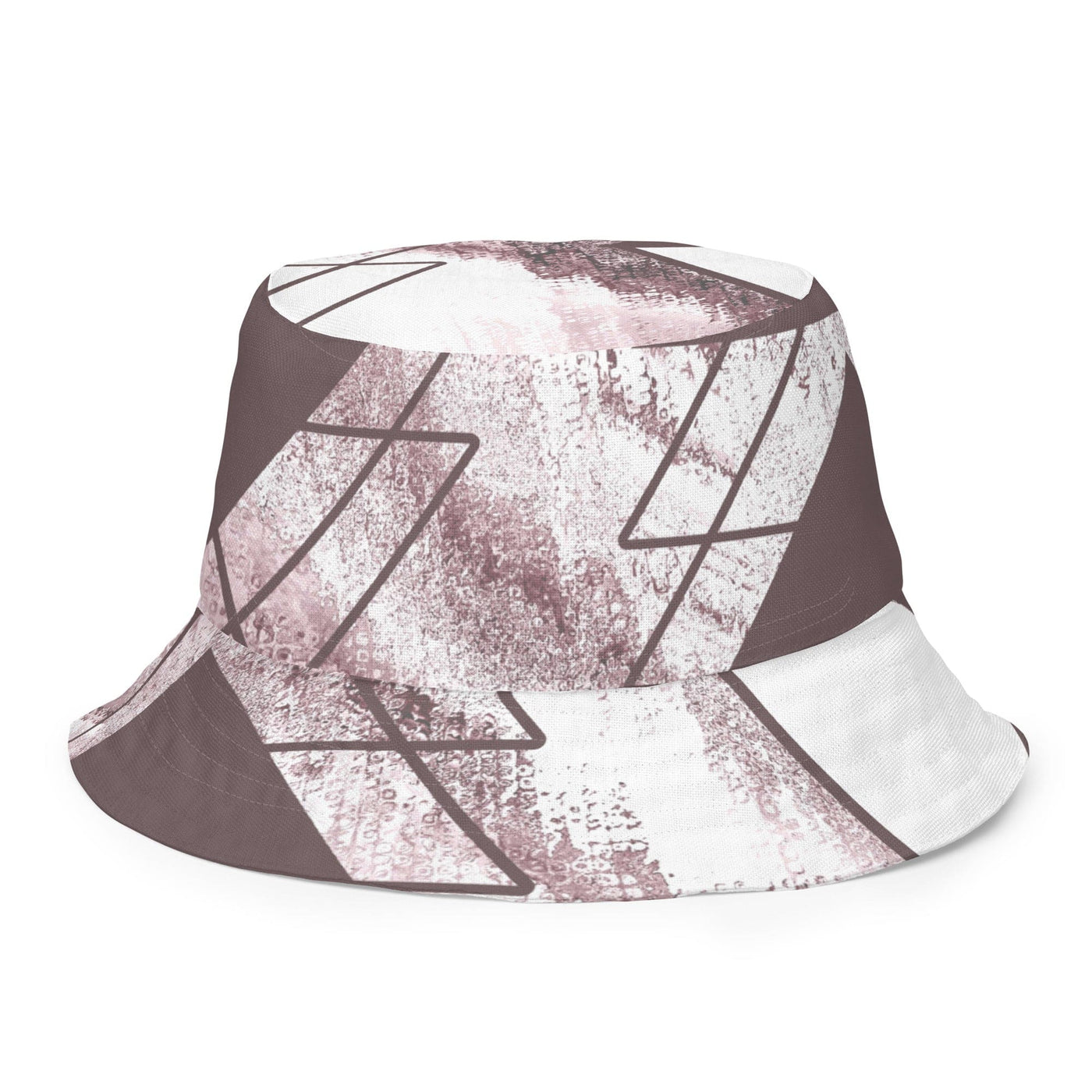 Reversible Bucket Hat Mauve Rose And White Triangular Colorblock - Unisex