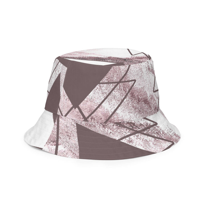 Reversible Bucket Hat Mauve Rose and White Triangular Colorblock - Unisex