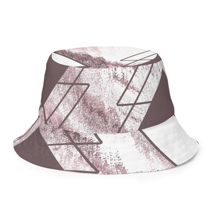 Reversible Bucket Hat Mauve Rose and White Triangular Colorblock - Unisex