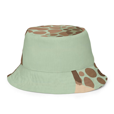 Reversible Bucket Hat Mint Green And Brown Spotted Illustration