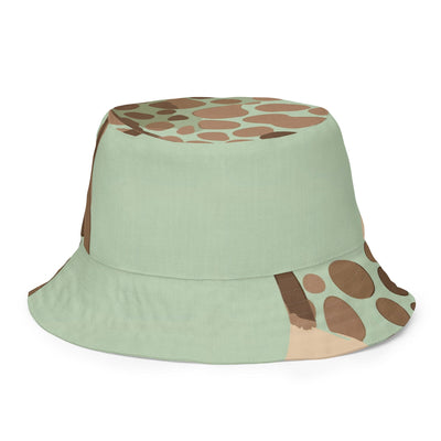 Reversible Bucket Hat Mint Green And Brown Spotted Illustration