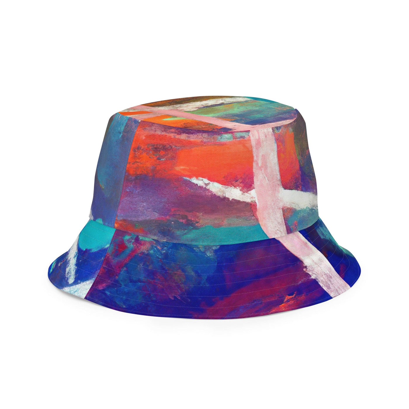 Reversible Bucket Hat Red Blue Abstract Pattern - Unisex / Bucket Hats