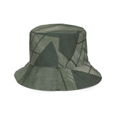 Reversible Bucket Hat Olive Green Triangular Colorblock - Unisex / Bucket Hats