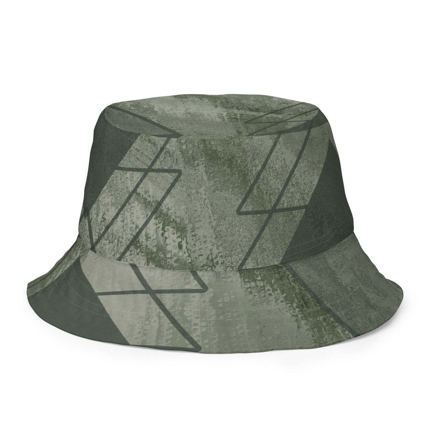 Reversible Bucket Hat Olive Green Triangular Colorblock - Unisex / Bucket Hats