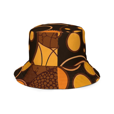 Reversible Bucket Hat Orange And Brown Spotted Illustration