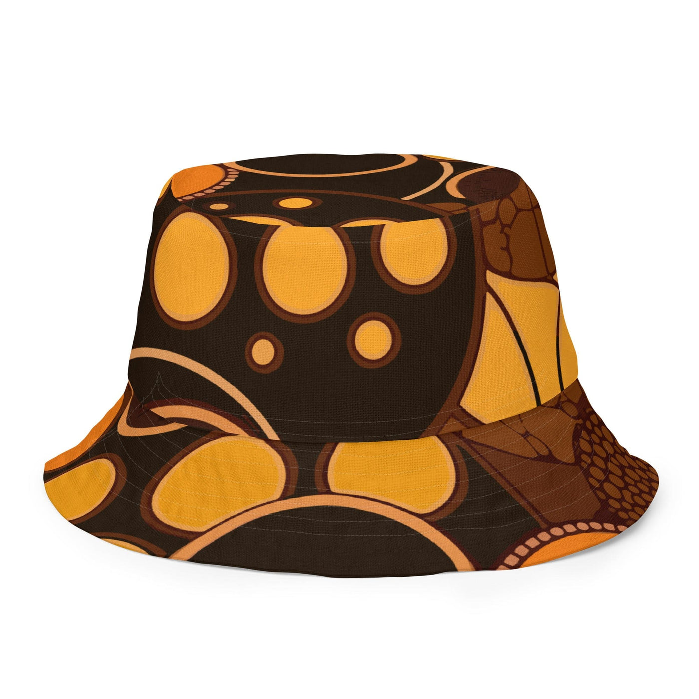 Reversible Bucket Hat Orange And Brown Spotted Illustration