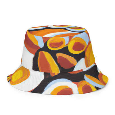 Reversible Bucket Hat Orange Black White Geometric Print Pattern - Unisex