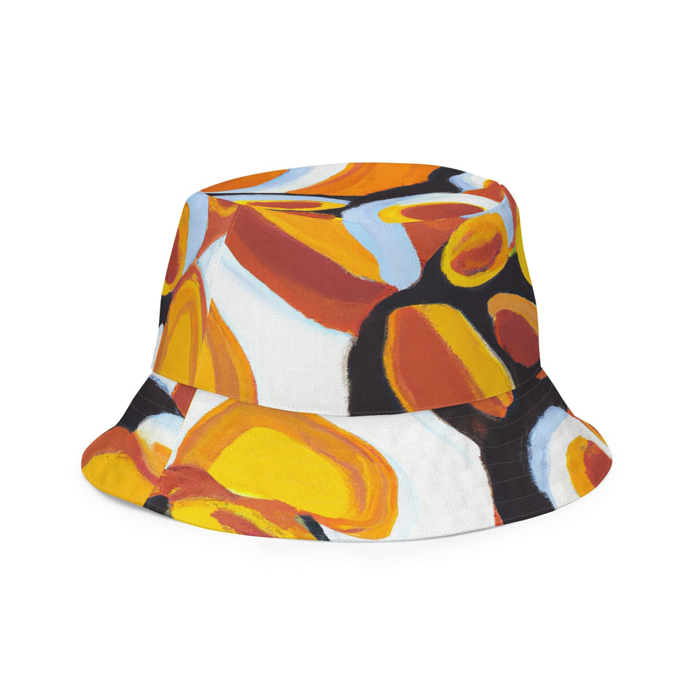 Reversible Bucket Hat Orange Black White Geometric Print Pattern - Unisex