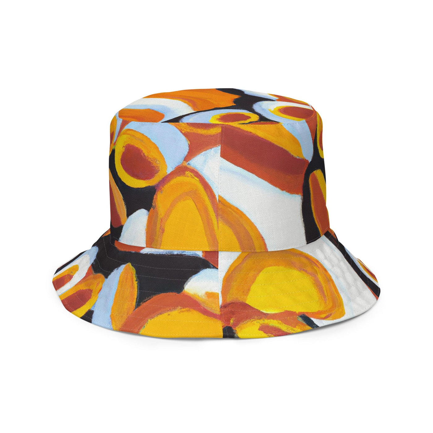 Reversible Bucket Hat Orange Black White Geometric Print Pattern - Unisex