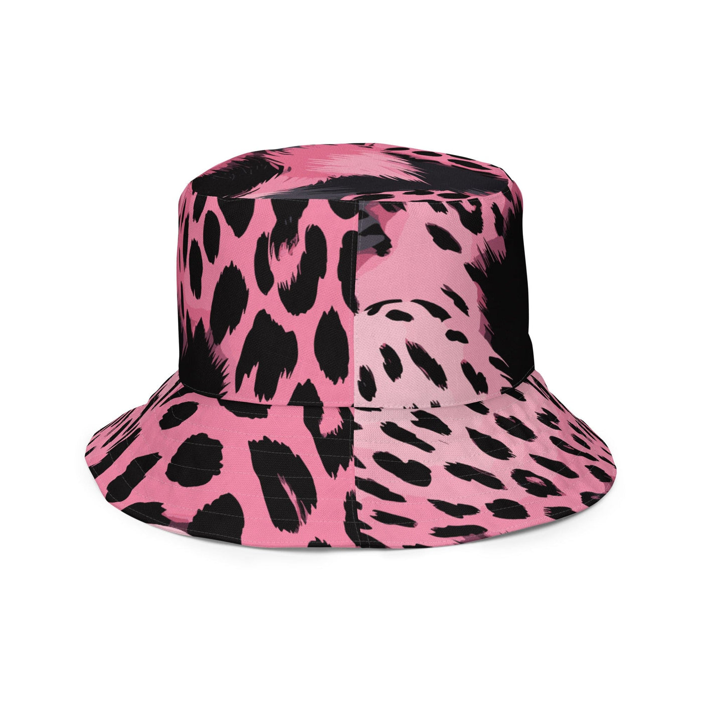 Reversible Bucket Hat Pink And Black Spotted Illustration