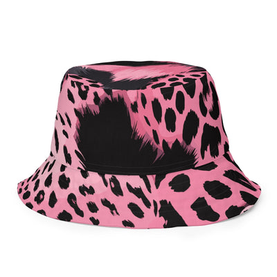Reversible Bucket Hat Pink And Black Spotted Illustration