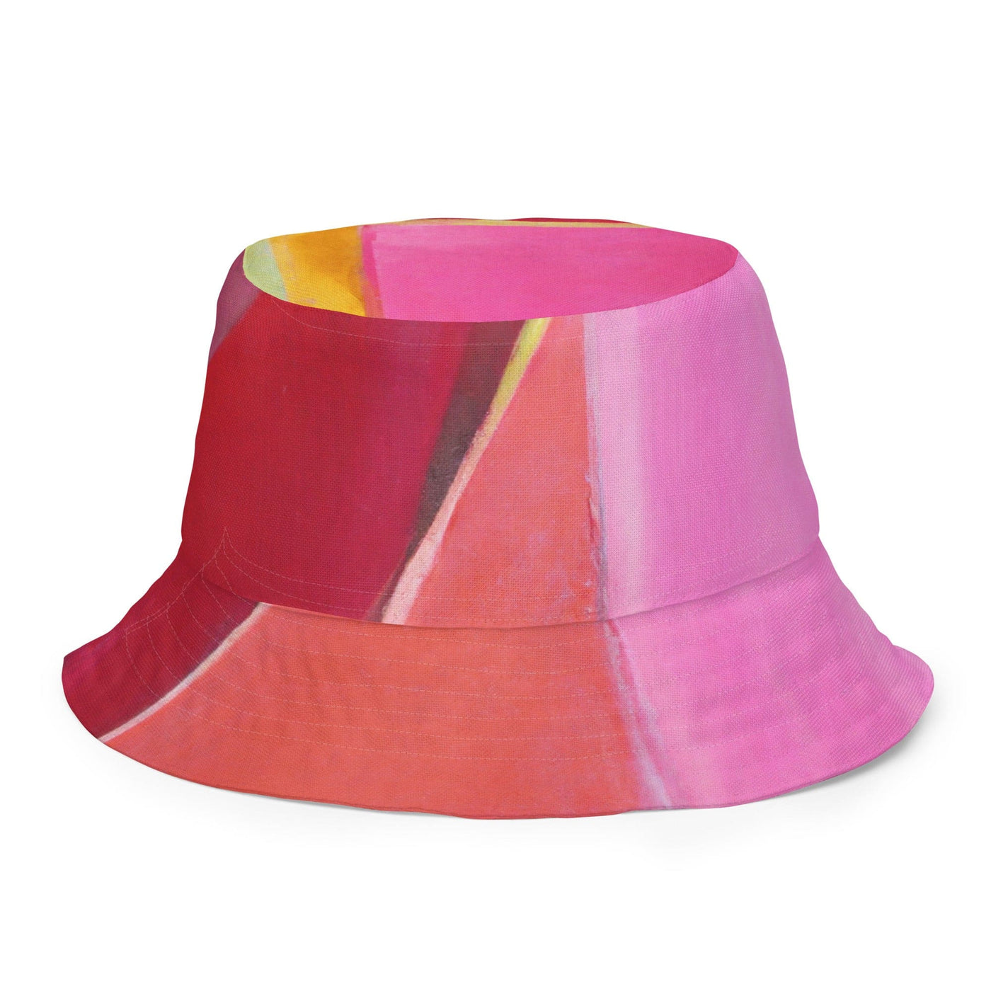 Reversible Bucket Hat Pink Mauve Red Geometric Pattern - Unisex / Bucket Hats
