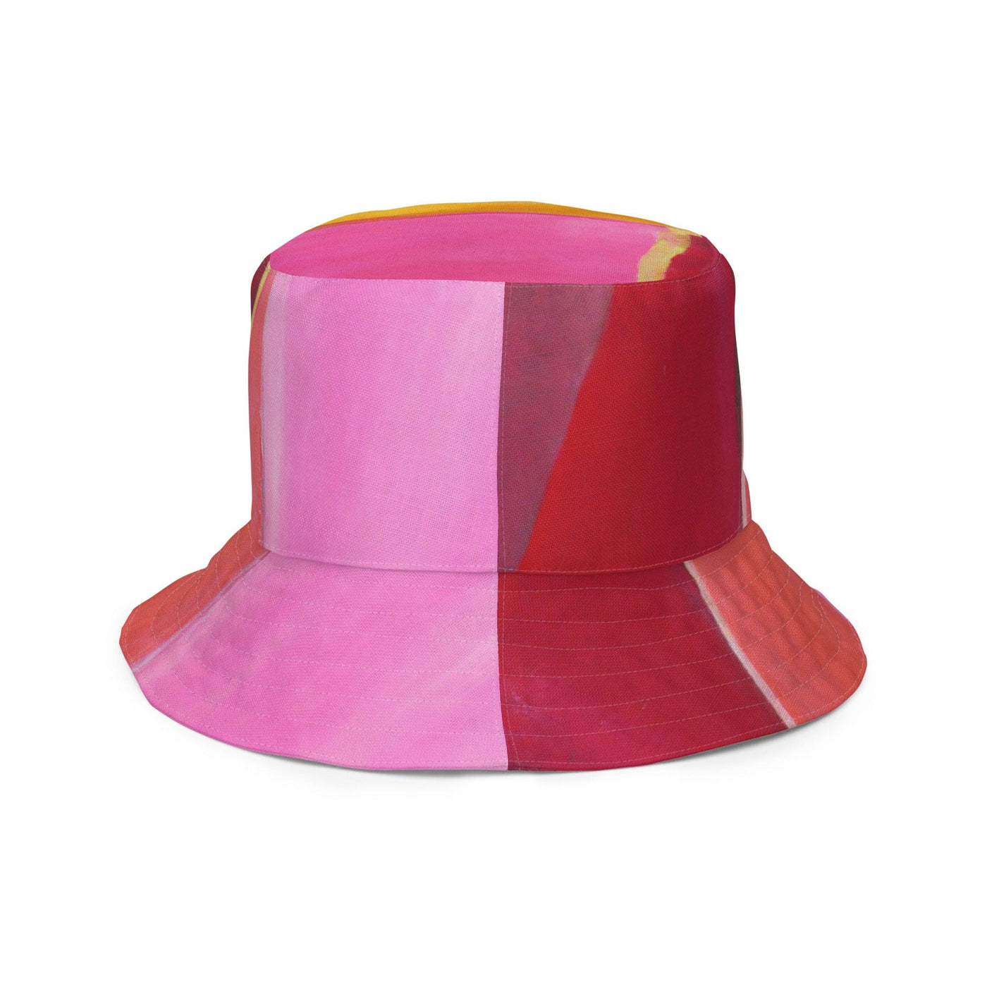 Reversible Bucket Hat Pink Mauve Red Geometric Pattern - Unisex / Bucket Hats