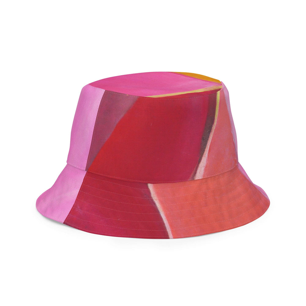 Reversible Bucket Hat Pink Mauve Red Geometric Pattern - Unisex | Bucket Hats