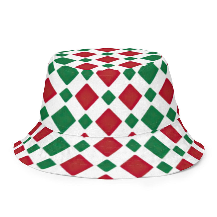 Reversible Bucket Hat - Red and Green Checkered Print - Unisex | Bucket Hats