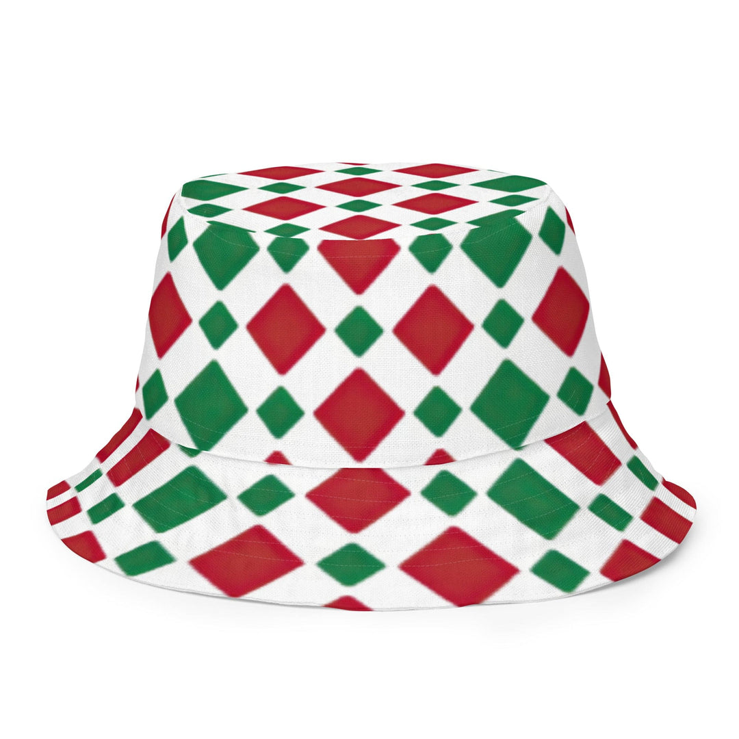 Reversible Bucket Hat - Red and Green Checkered Print - Unisex | Bucket Hats