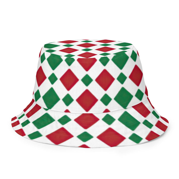 Reversible Bucket Hat - Red and Green Checkered Print - Unisex | Bucket Hats