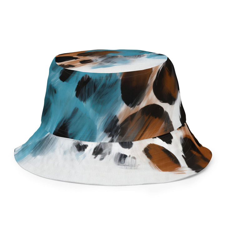 Reversible Bucket Hat Rustic Blue and Brown Spotted Pattern - Unisex | Bucket