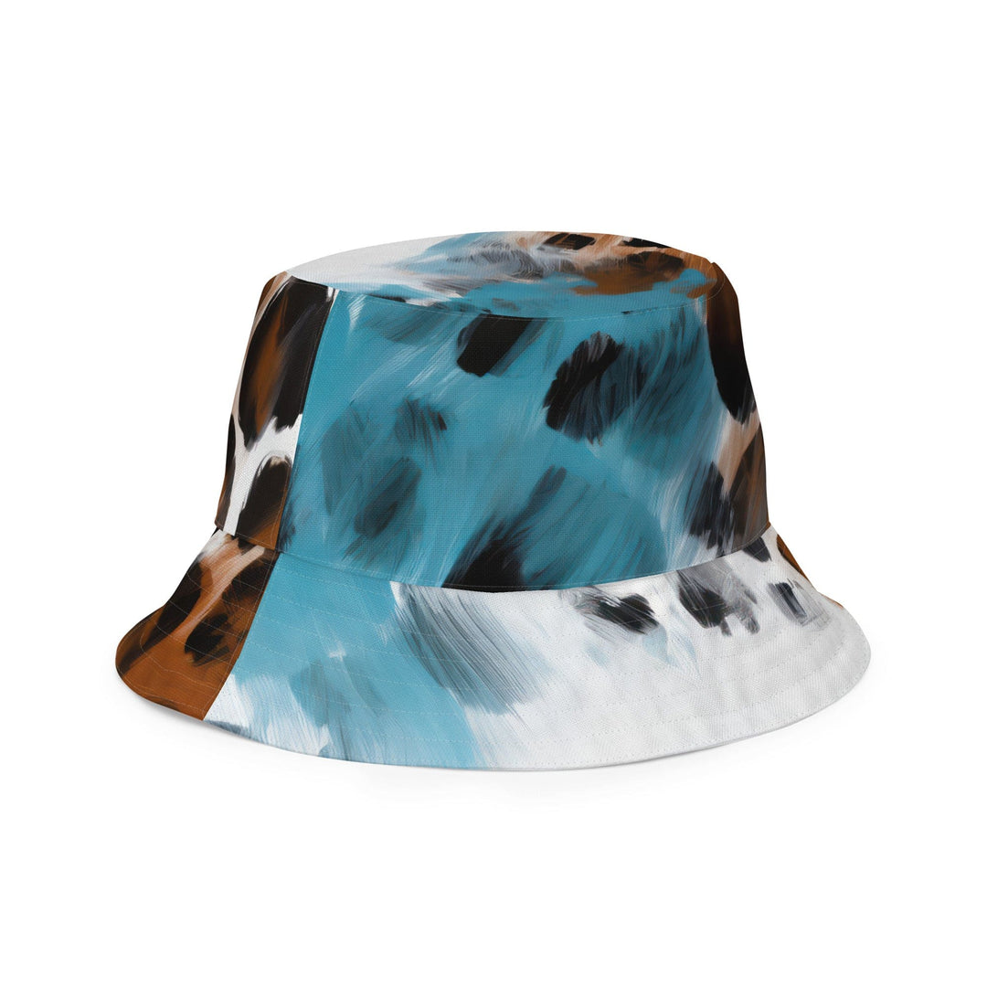 Reversible Bucket Hat Rustic Blue and Brown Spotted Pattern - Unisex | Bucket