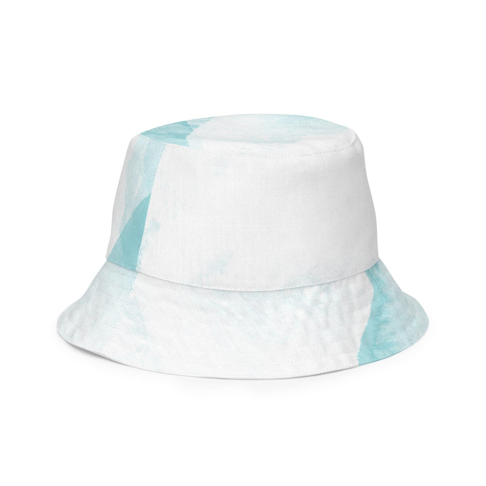 Reversible Bucket Hat Subtle Abstract Ocean Blue and White Print - Unisex