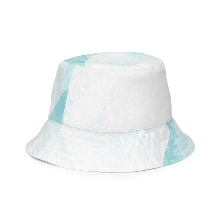 Reversible Bucket Hat Subtle Abstract Ocean Blue and White Print - Unisex