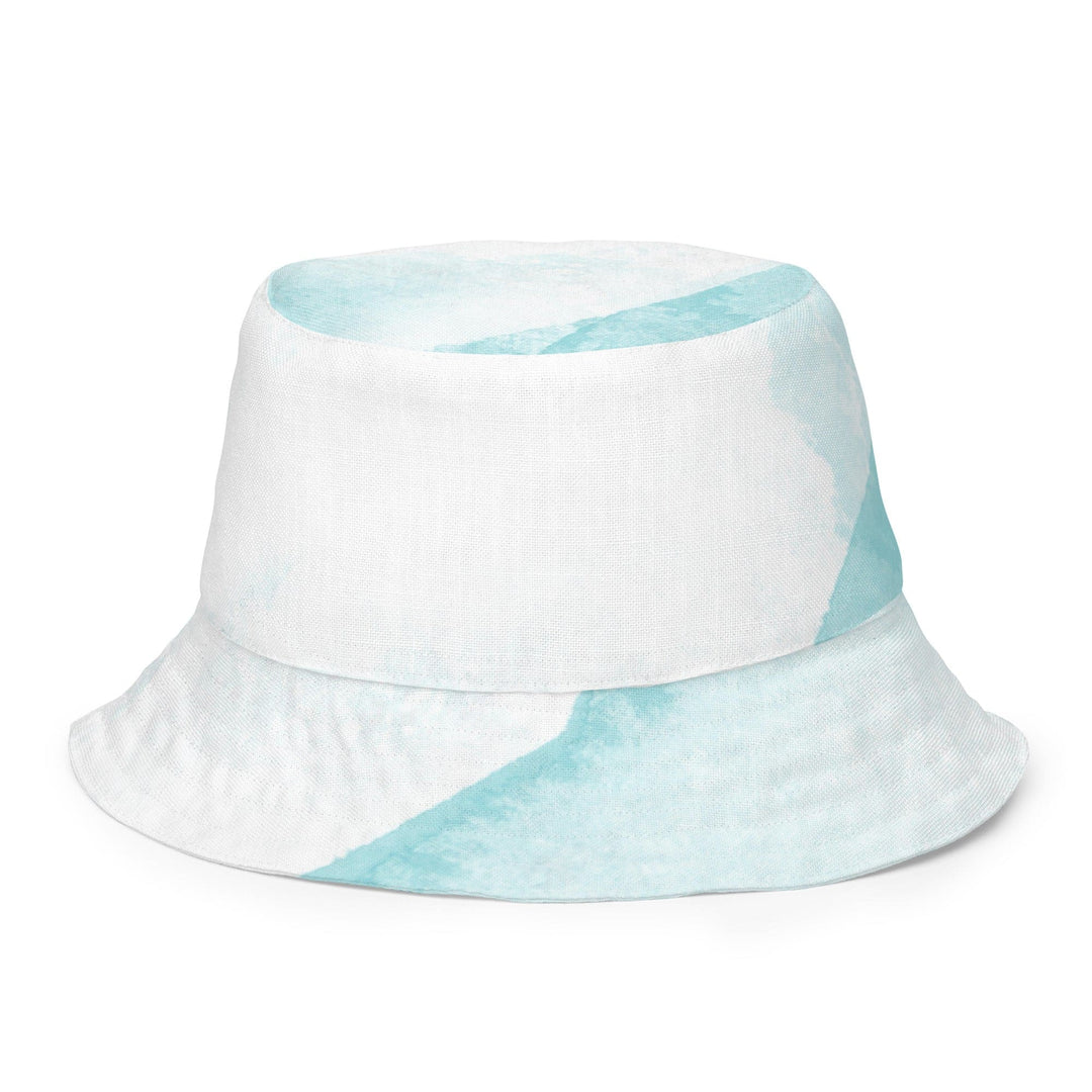 Reversible Bucket Hat Subtle Abstract Ocean Blue and White Print - Unisex