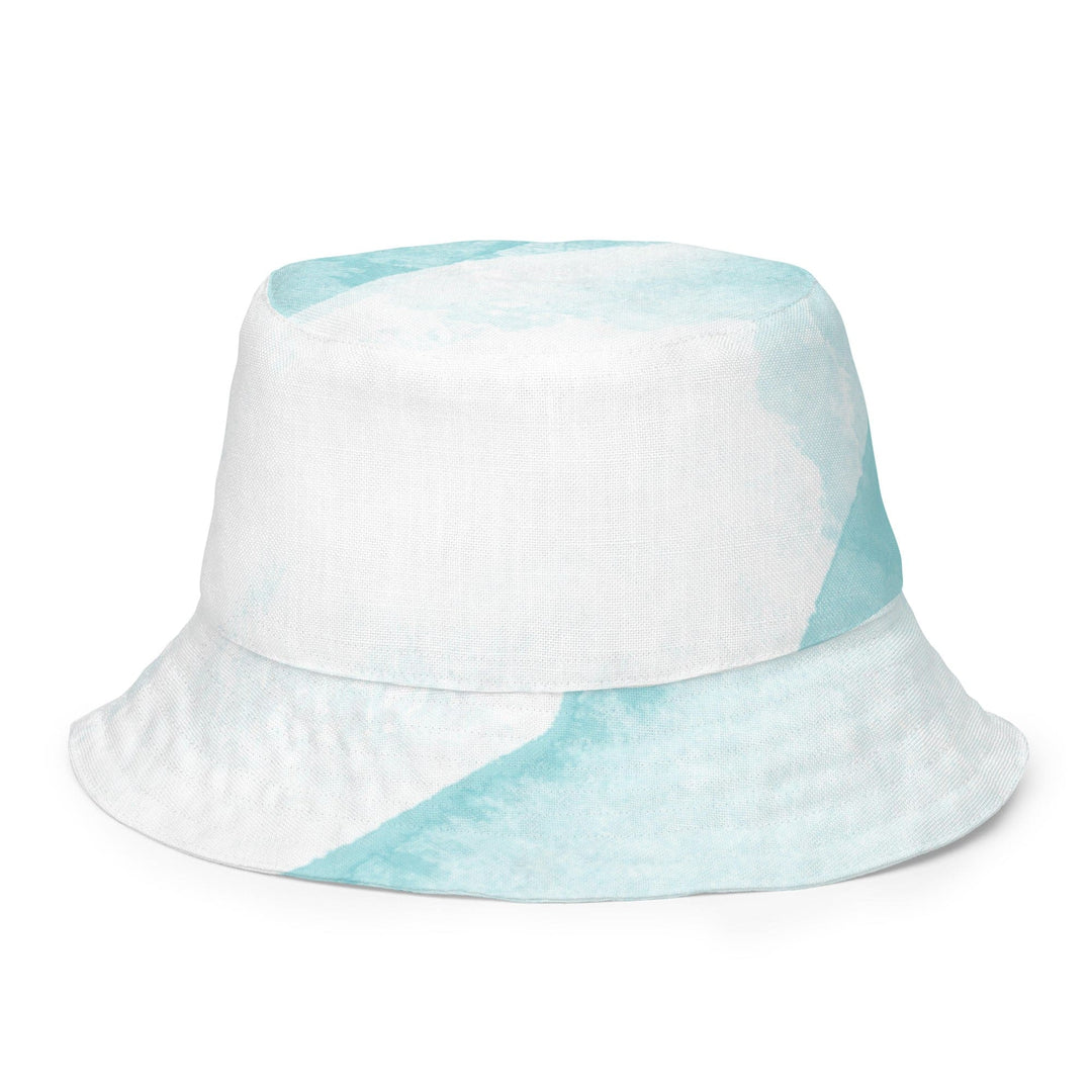 Reversible Bucket Hat Subtle Abstract Ocean Blue and White Print - Unisex