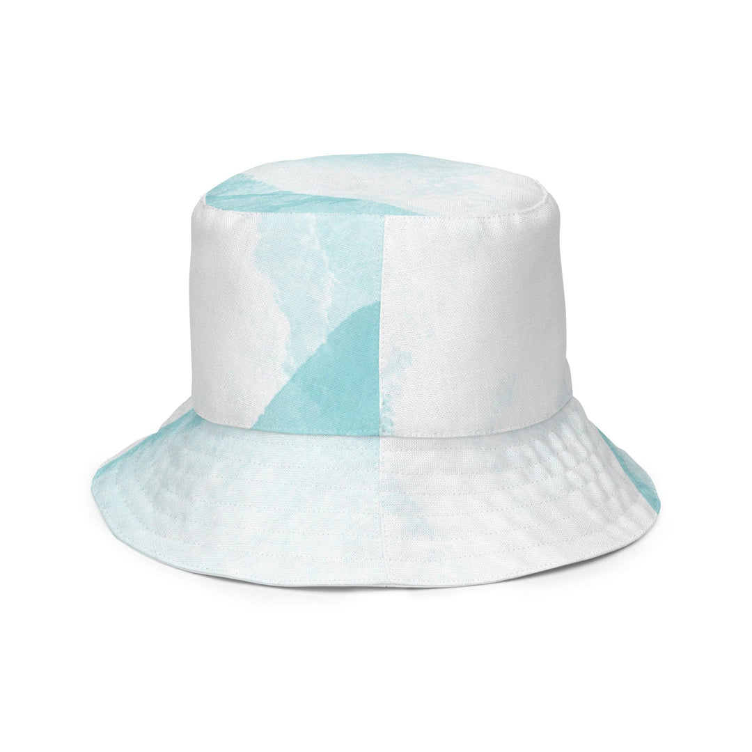 Reversible Bucket Hat Subtle Abstract Ocean Blue and White Print - Unisex