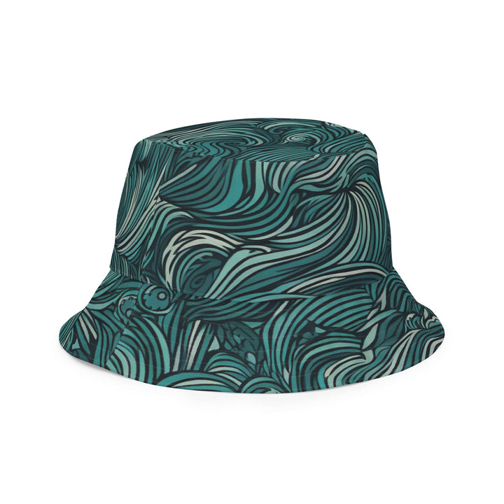 Reversible Bucket Hat Mint Green Water Wave Print - Unisex | Bucket Hats