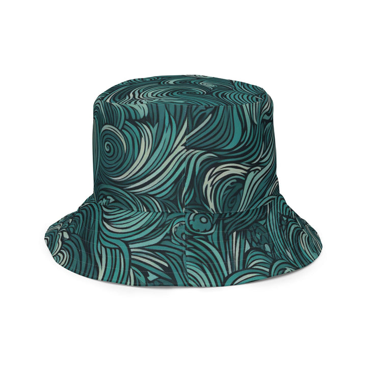 Reversible Bucket Hat Mint Green Water Wave Print - Unisex | Bucket Hats