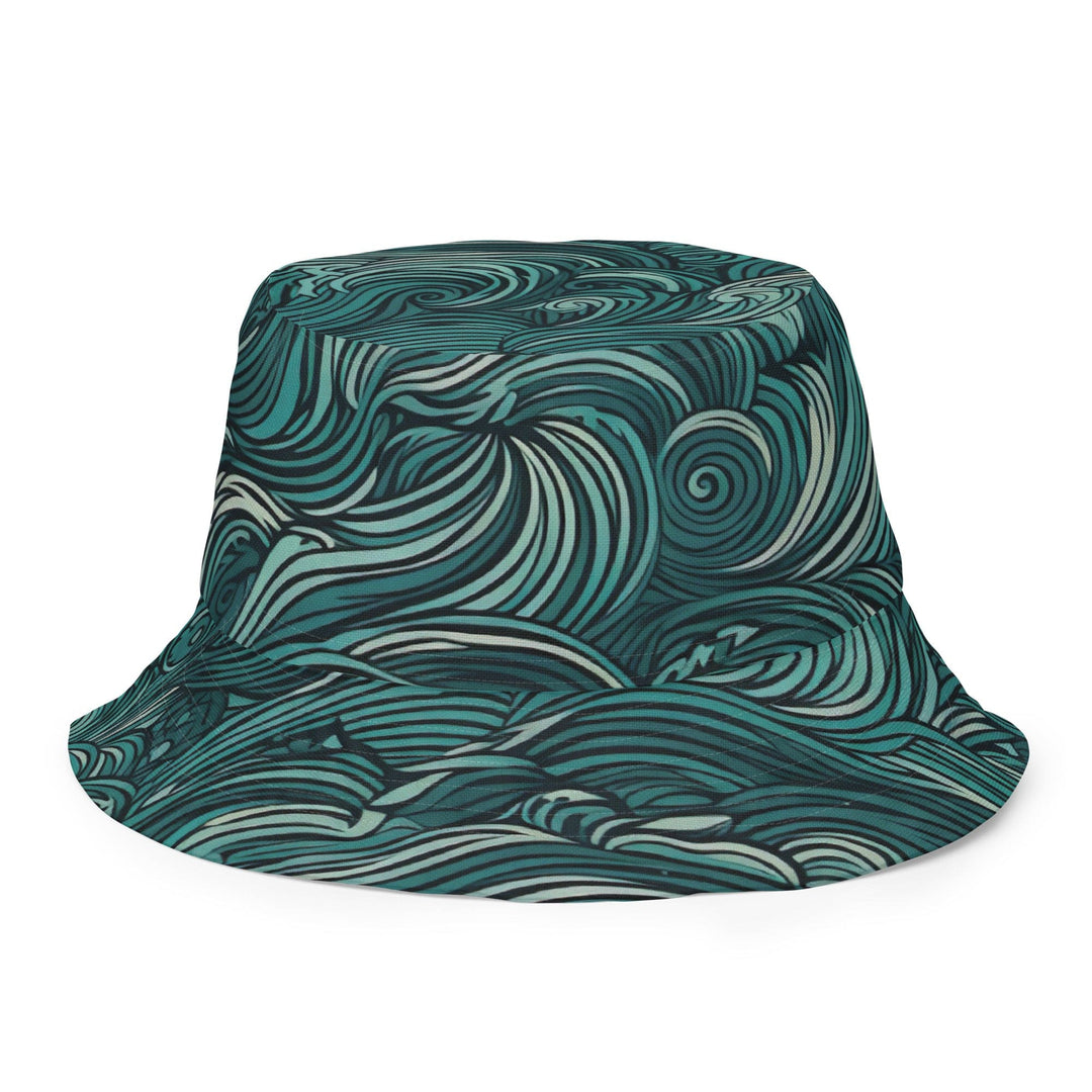 Reversible Bucket Hat Mint Green Water Wave Print - Unisex | Bucket Hats