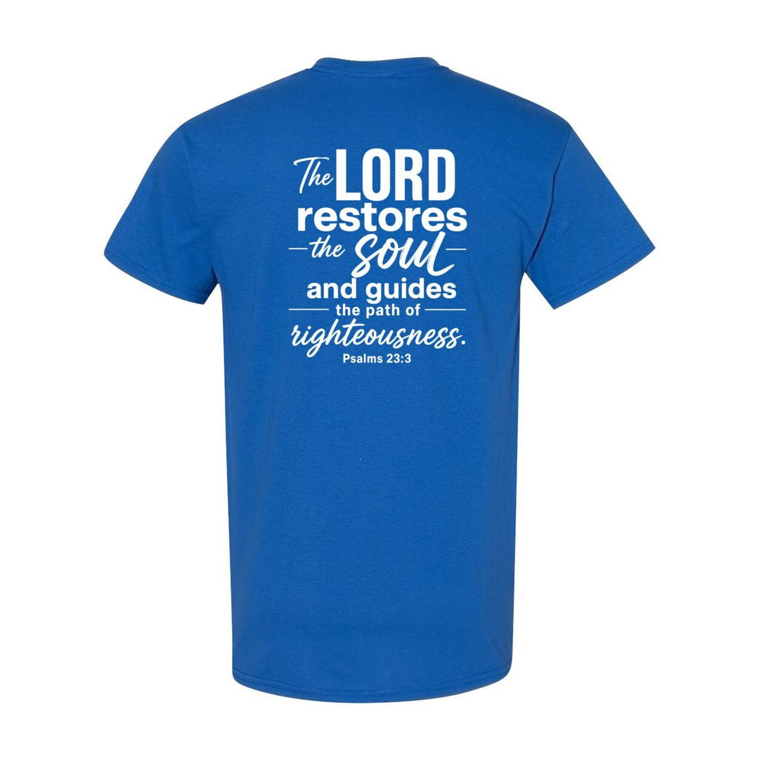 Graphic T-Shirt Inspirational Apparel inspired by Biblical Scripture Psalm 23:3