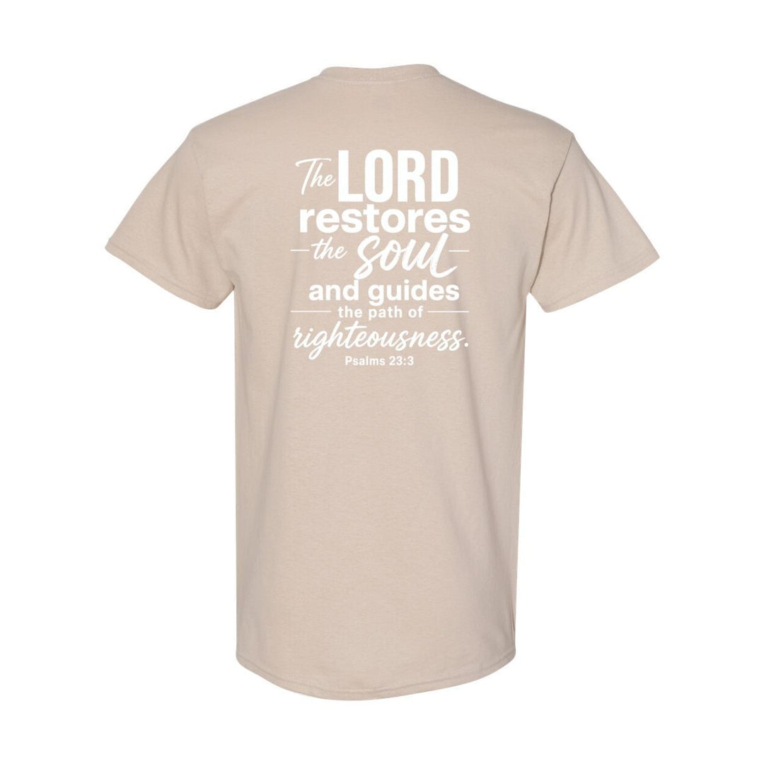 Graphic T-Shirt Inspirational Apparel inspired by Biblical Scripture Psalm 23:3