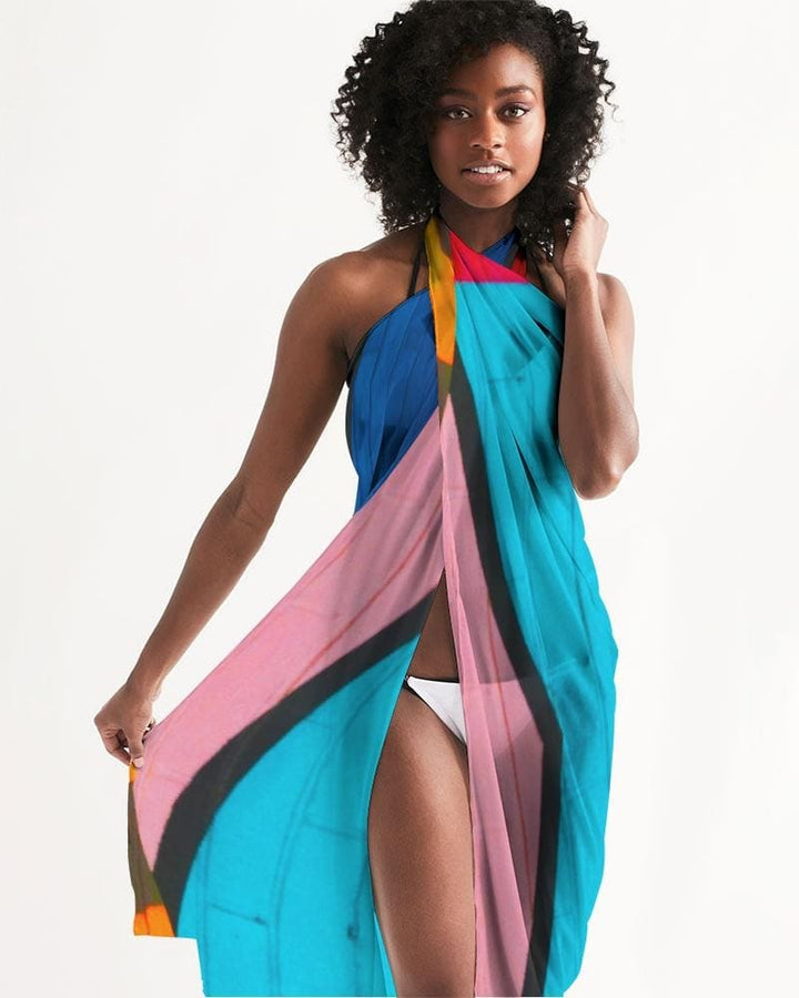 Sheer Colorblock Multicolor Swimsuit Cover Up - Womens | Oversized Scarf
