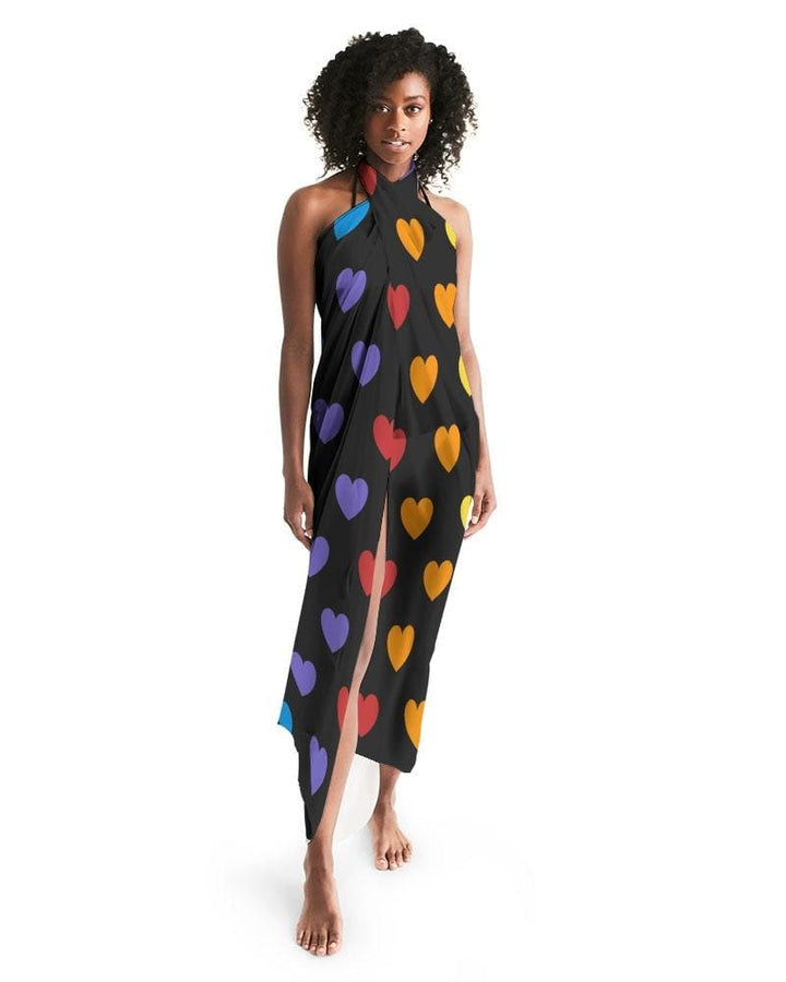 Sheer Rainbow Heart Swimsuit Cover Up - Womens | Oversized Scarf | Sarong Swim