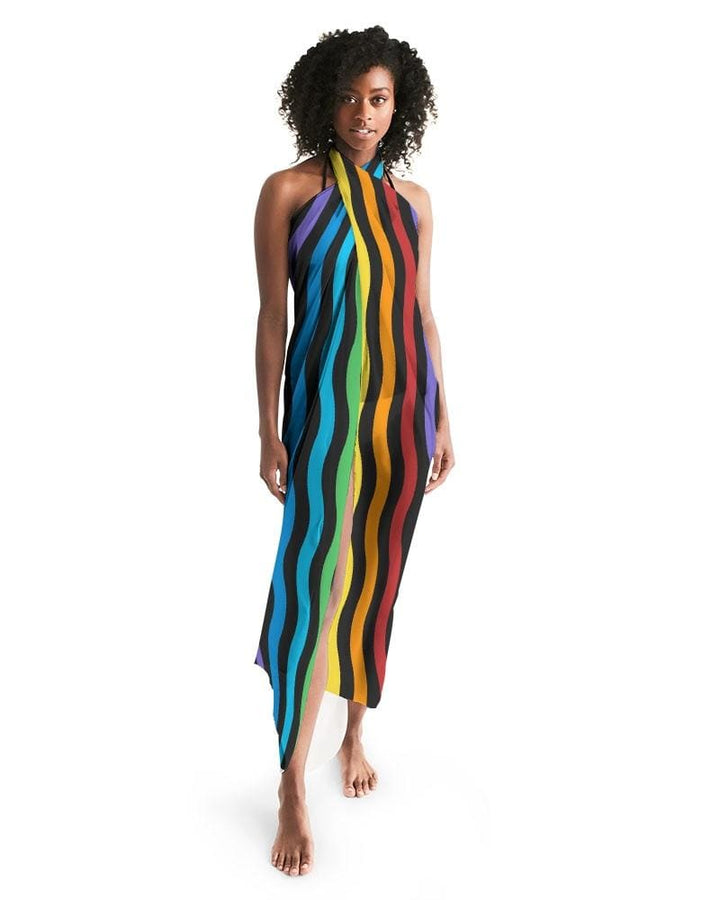 Sheer Rainbow Striped Swimsuit Cover Up - Womens | Oversized Scarf | Sarong