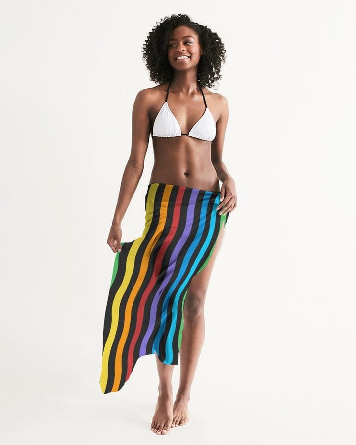 Sheer Rainbow Striped Swimsuit Cover Up - Womens | Oversized Scarf | Sarong