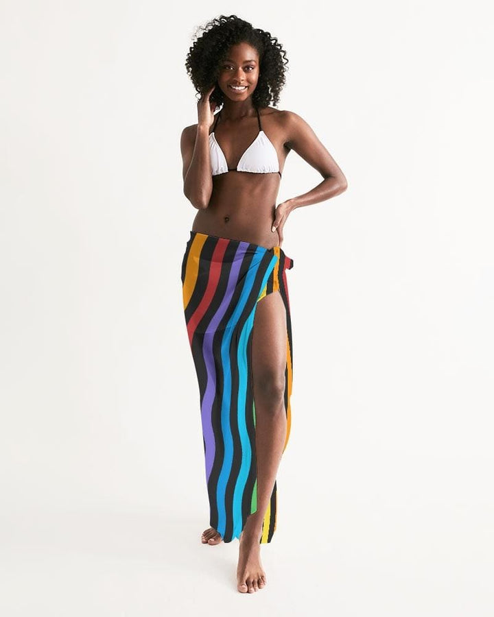 Sheer Rainbow Striped Swimsuit Cover Up - Womens | Oversized Scarf | Sarong