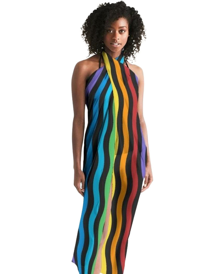 Sheer Rainbow Striped Swimsuit Cover Up - Womens | Oversized Scarf | Sarong
