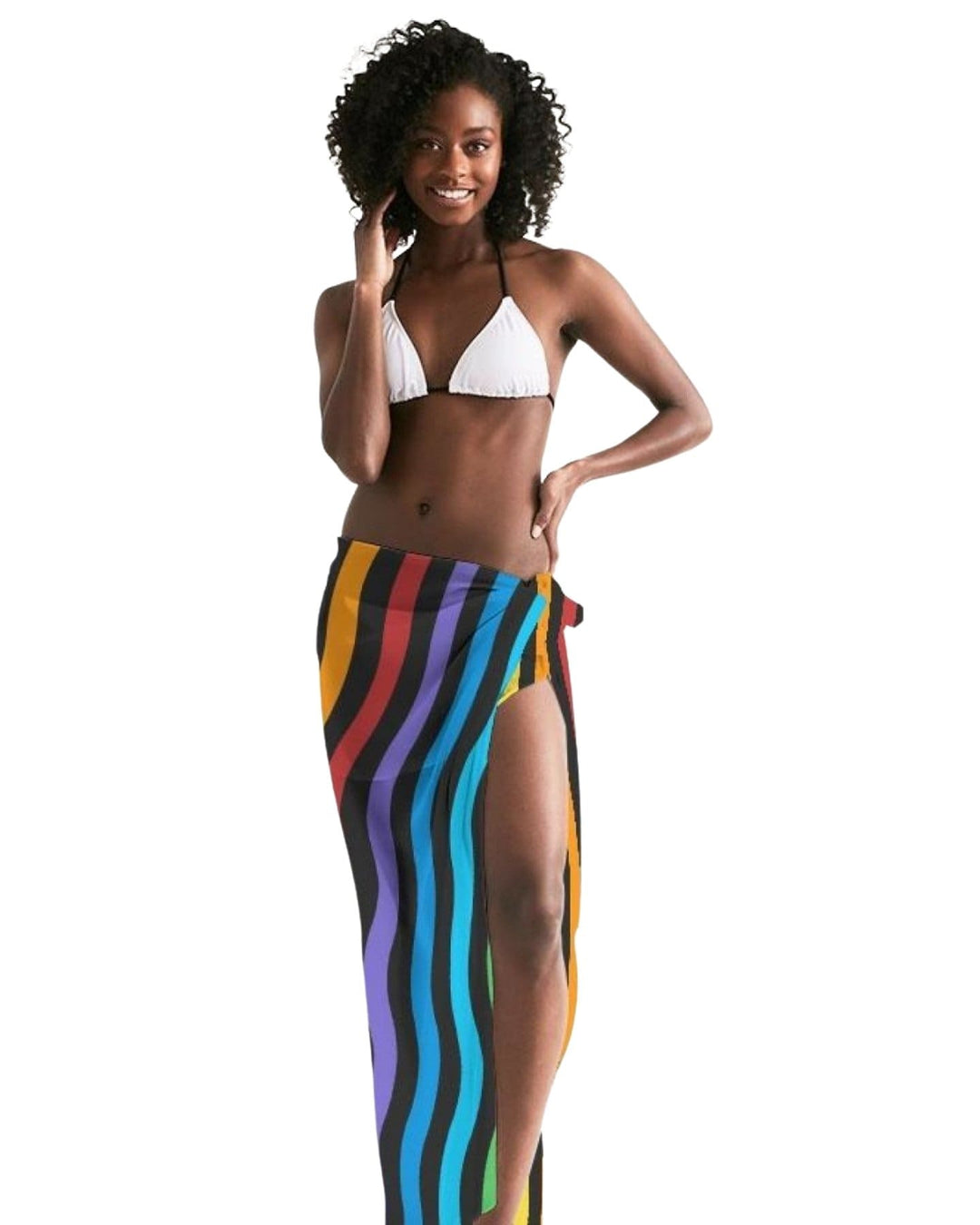 Sheer Rainbow Striped Swimsuit Cover Up - Womens | Oversized Scarf | Sarong