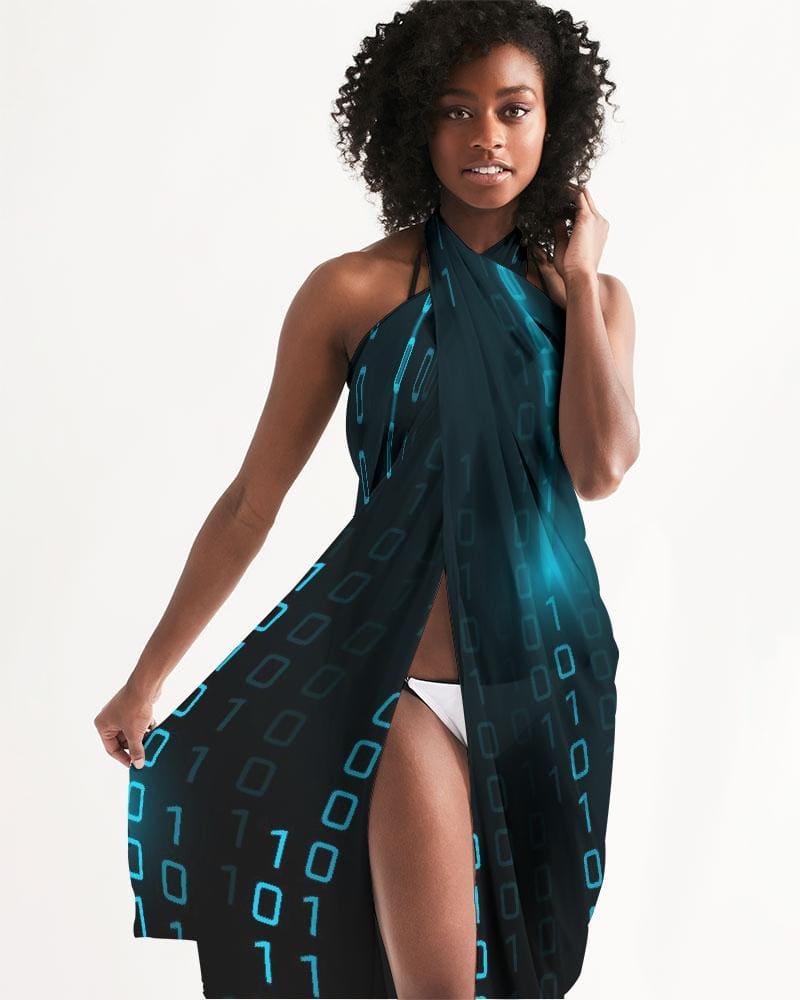 Sheer Sarong Swimsuit Cover Up Wrap / Blue Code - Womens | Oversized Scarf