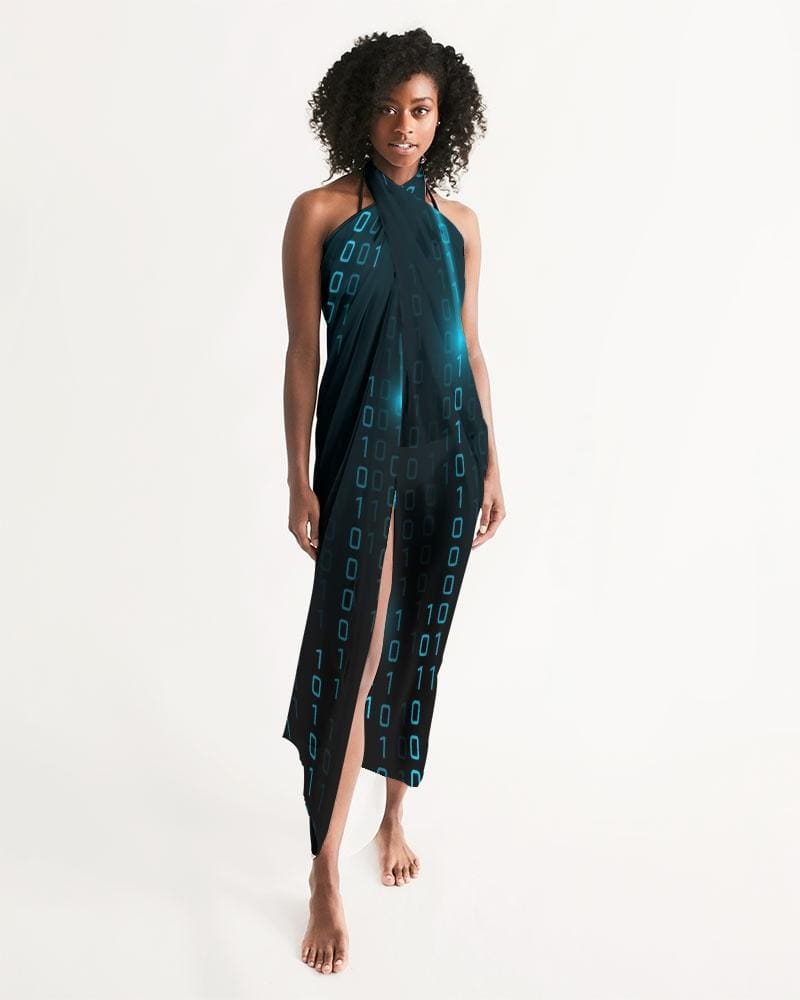 Sheer Sarong Swimsuit Cover Up Wrap / Blue Code - Womens | Oversized Scarf