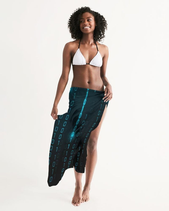 Sheer Sarong Swimsuit Cover Up Wrap / Blue Code - Womens | Oversized Scarf
