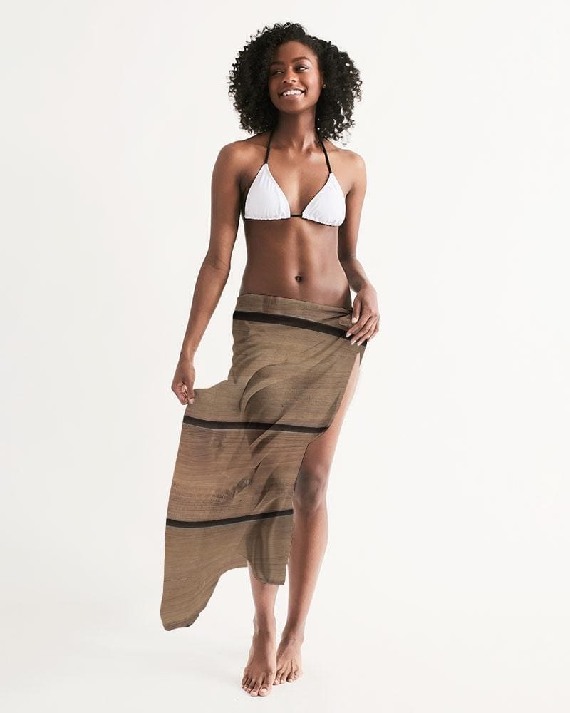 Sheer Sarong Swimsuit Cover Up Wrap / Brown Wood - Womens | Oversized Scarf