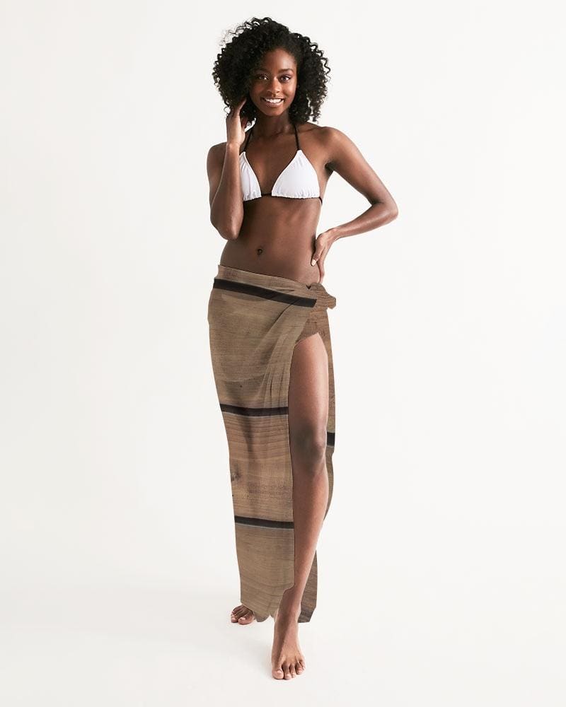 Sheer Sarong Swimsuit Cover Up Wrap / Brown Wood - Womens | Oversized Scarf