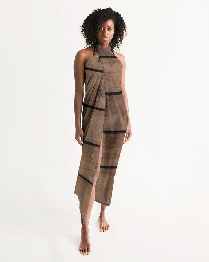 Sheer Sarong Swimsuit Cover Up Wrap / Brown Wood - Womens | Oversized Scarf